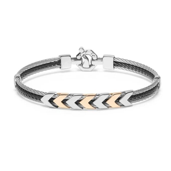 BARAKA Men's BR312601ROAC200002 Rose Gold Black PVD White Diamonds Bracelet